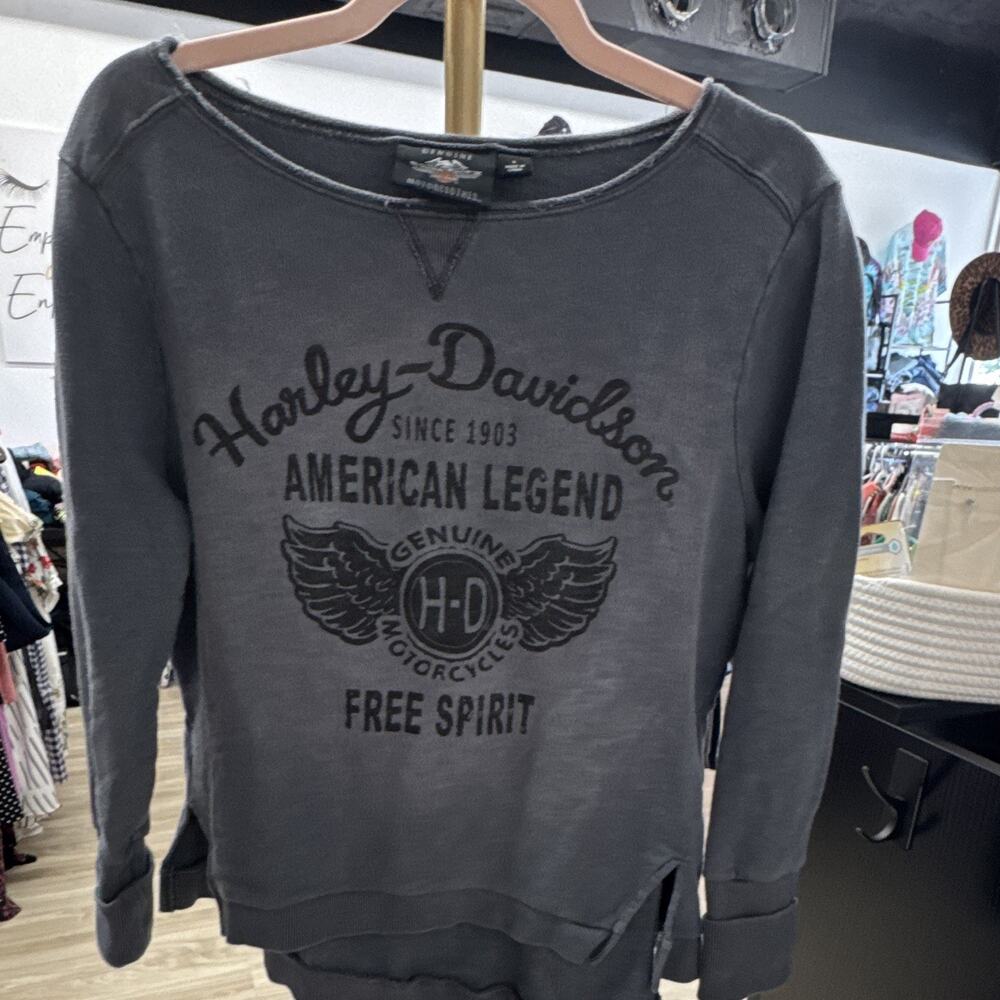 Harley-Davidson MotorClothes woman’s Gray Graphic Logo Crewneck Pullover L